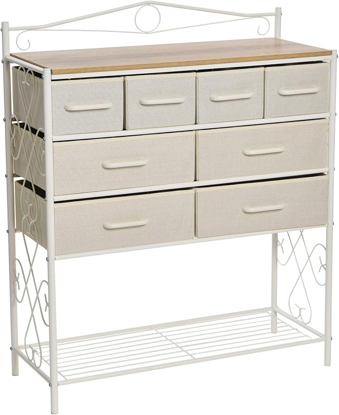 Household Essentials Coastal Oak & Iron Vintage 8-Drawer Sideboard by HouseholdEssentials