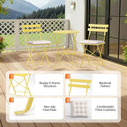 VINGLI Outdoor Folding Bistro Table and Chairs Set of 2, 3-Piece Bistro Set - Image 8