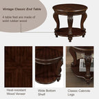 Round End Table for Living Room, Solid Wood Sofa Side Table - Image 5