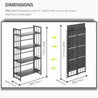 4NM No Assembly 4 Tiers Folding Bookshelf, 47.2" H Foldable Storage Shelves - Image 2