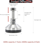 Heavy Duty 2400 lb Capacity Stainless Steel Adjustable Leveling Feet - Image 2