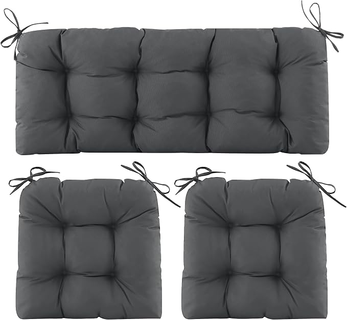 Wicker Chair Cushions of 3 Pieces, Waterproof Cushions by Aegisun