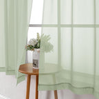 Light Green Sheer Curtains 54 Inch Length 2 Panels, Voile Bedroom Curtains - Image 8