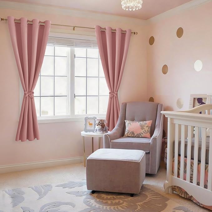 Blackout Curtains for Bedroom, 52 x 63 Inches Length, Dusty Rose | Thermal - Image 6
