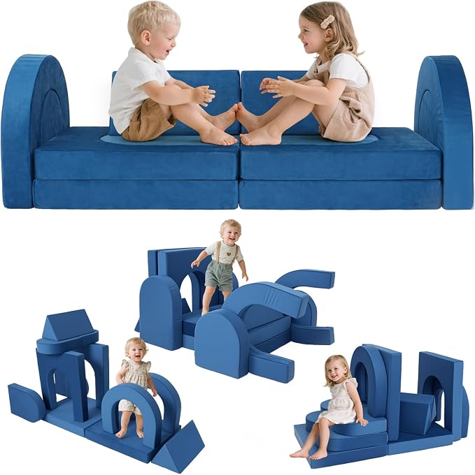 Kids Modular Play Sofa Convertible Foam Play Mat, Transformable Into a Game by FURNAWAY