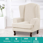 Turquoize Wingback Chair Covers 2 Piece Wing Chair Slipcover Stretch Slipcovers - Image 2