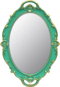 YCHMIR Vintage Mirror Small Wall Mirror 14.5 x 10 inches Oval Green by YCHMIR
