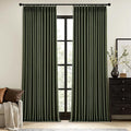 MIULEE Olive Green Pinch Pleated 100% Blackout Linen Curtains 40x108 Inches | by MIULEE