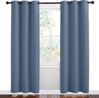 NICETOWN Short Curtains for Kitchen, Stone Blue, 1 Pair, 42 inches Wide by 78 - Image 2