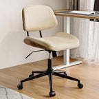 Armless Office Chair with Wheels, PU Leather Adjustable Height Desk Chair by BERYTH