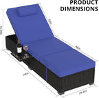 PeakPursuit Patio Lounge Chairs, Outdoor PE Wicker Chaise Lounge Set of 2 - Image 7