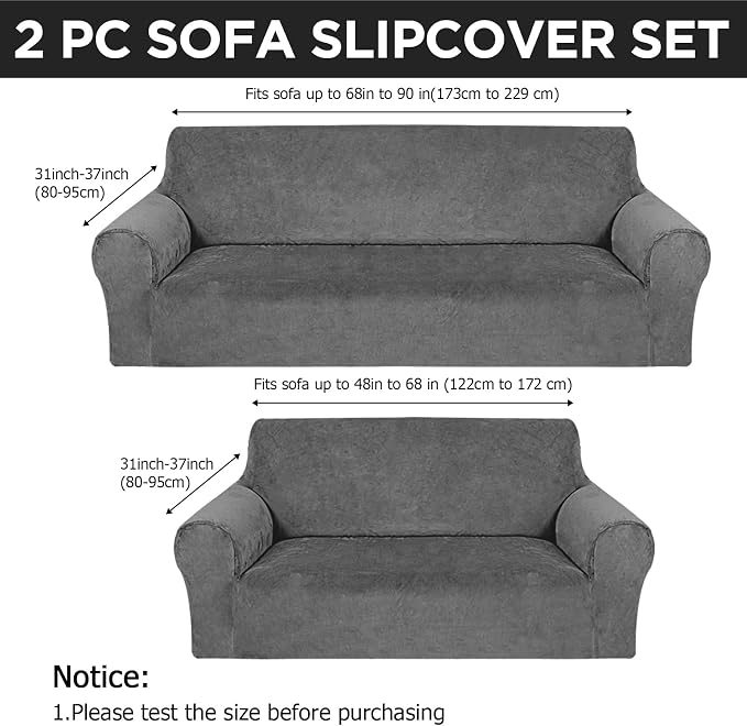Peryiter 2 Pcs Sofa Covers Couch and Loveseat Covers Set Stretch Sofa Slipcover - Image 2