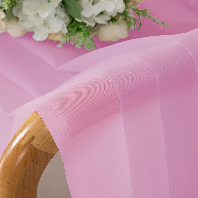 Chyhomenyc Sheer Pink Tier Curtains 24 Inch Length, Small Window Curtains - Image 6