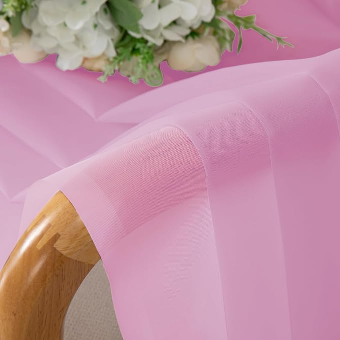 Chyhomenyc Pink Sheer Curtains 30 inch Length 2 Panels, Light Filtering Voile - Image 7