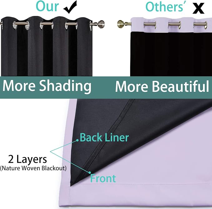 Yakamok Lilac 100% Blackout Curtains 90 Inches Long - Image 5