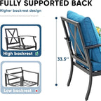 4 Piece Outdoor Patio Furniture Set, Oversized Metal Conversation Set - Image 3