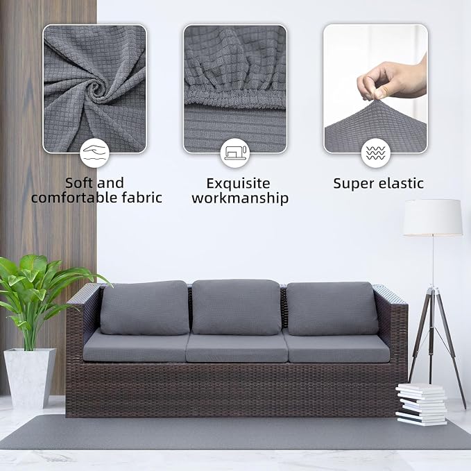 8PCS Patio Cushion Covers.Patio Furniture Couch SeatSlipcovers | Washable - Image 3