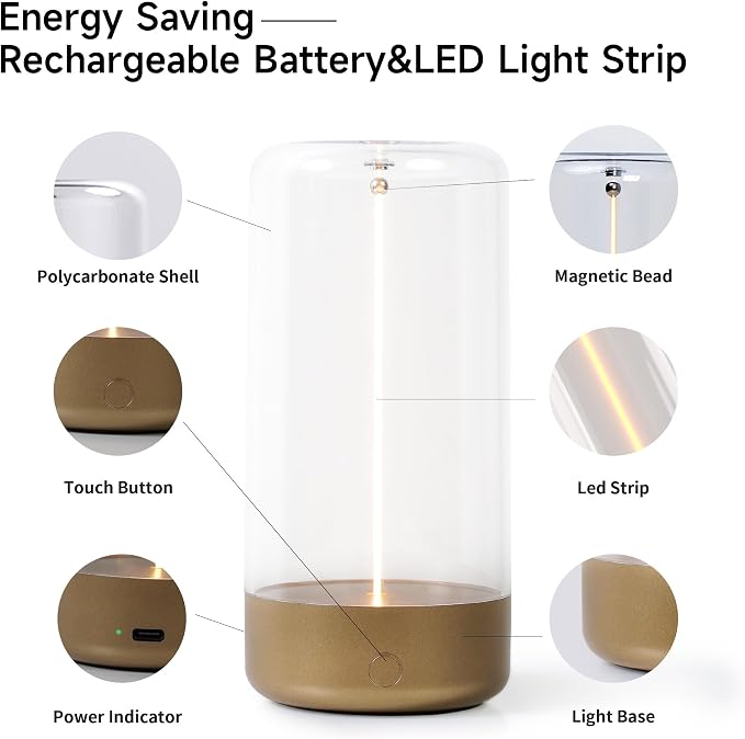 AUGE LIGHT Mini Minimalist Table Lamp Cordless Lamp Rechargeable Table Lamp - Image 5