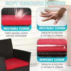 FDW 3 Piece Bistro Conversation Set Patio Brown Wicker Chairs Furniture Outdoor - Image 4