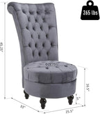 HOMCOM Retro High Back Armless Royal Accent Chair Fabric Upholstered Tufted Seat - Image 2