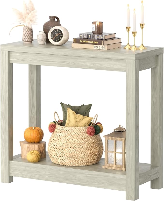Besiost Small Farmhouse Wood Entryway Table Narrow Console Table by Besiost