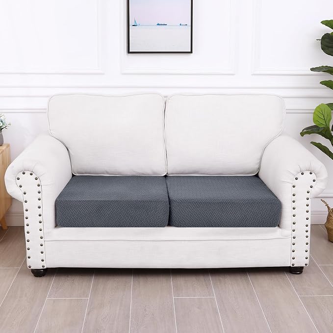 Smiry Waterproof Couch Cushion Covers, Stretch Jacquard Thick Sofa Cushion - Image 5