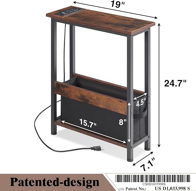 Slim Charging End Table with Storage - Image 3