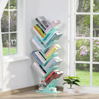 SHEEPAM 10 Tier Tree Book Shelf, Floor Standing Wood Bookshelf - Image 9