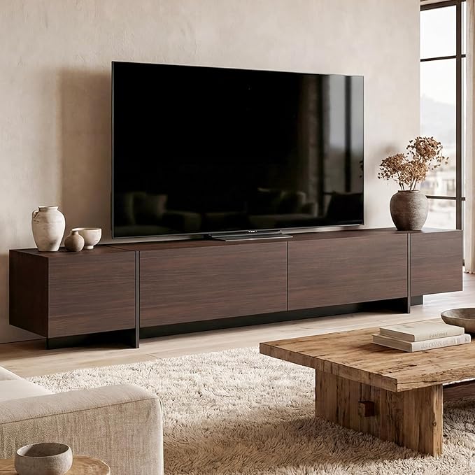 AIEGLE 95.1" W TV Stand with 4 Flip-Down Drawers, Modern Entertainment Center by AIEGLE