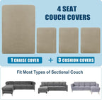 Water Repellent L Shaped Couch Covers 4 Pieces Sofa Seat Cushion Slipcovers - Image 7