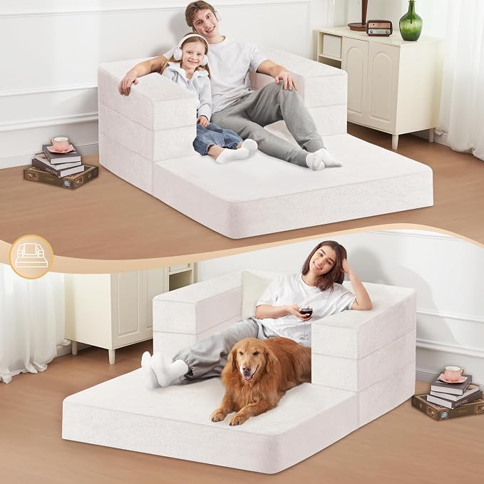 Futon Sofa Bed with Pillow, 3-in-1 Sleeper Sofa Bed with Removable Cover - Image 5