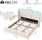 Keyluv Full Bed Frame Arc-Shaped LED Lights and 47.2" Height Wingback Bed - Image 2