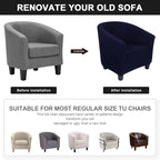 SearchI Club Chair Slipcover Stretch Barrel Chair Covers Solid Color Tub Chair - Image 7