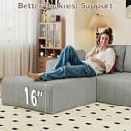 95" Cloud Sectional Couch with L-Shape Chaise, Modular Comfy Sofa Chaise Longue - Image 5