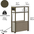 Leomonio Green Side Table with Charging Station, Slim End Tables with Linen - Image 2