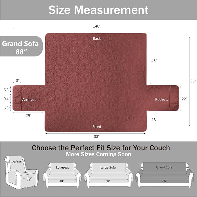 Quilted Grand Sofa Covers Washable, Couch Cover - Image 7