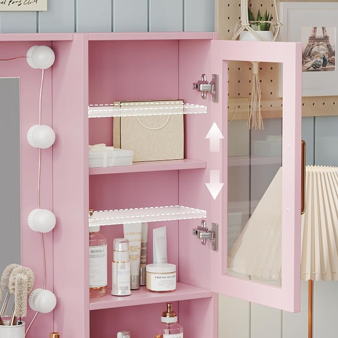 Makeup Vanity with Lights & Charging Station, Vanity Desk with Mirror & Lights - Image 8