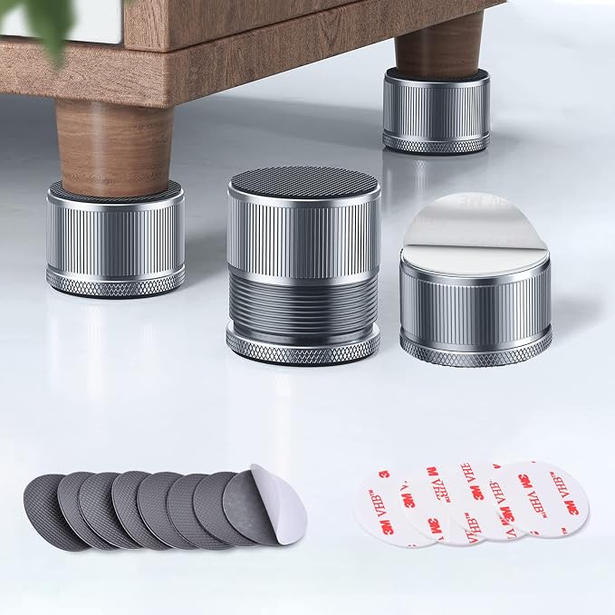 Furniture Risers 1 inch Adjustable, 4 Pack Metal Bed Risers Lift Height by xuenair