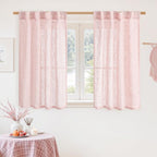 40 Inch Length Linen Curtains for Small Windows Over Silk 2 Panels | Semi Sheer by LAMIT