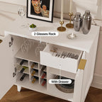 Fluted Coffee Bar Cabinet with Storage, Modern Sideboard Buffet Cabinet with - Image 6