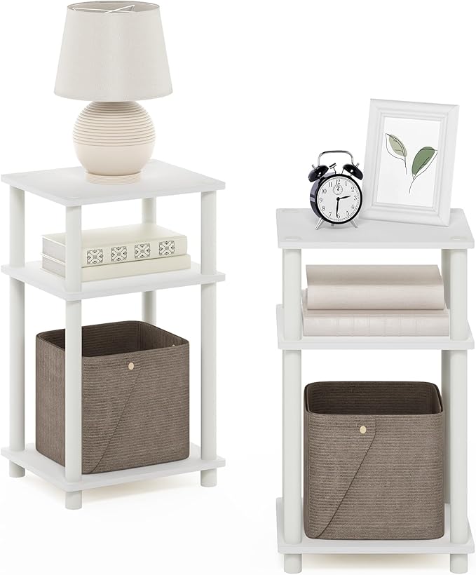 Furinno JUST Night Stand Set of 2, 3-Tier Turn-N-Tube Nightstand, Toolless - Image 6