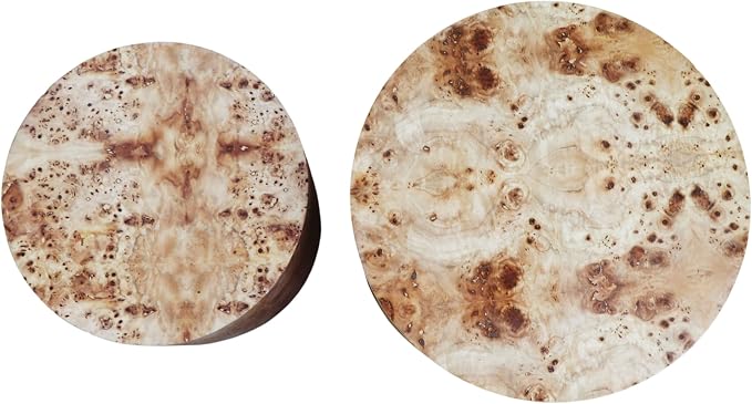 Nesting Coffee Table Set of 2 for Living Room, Modern Round Wooden Circle - Image 5
