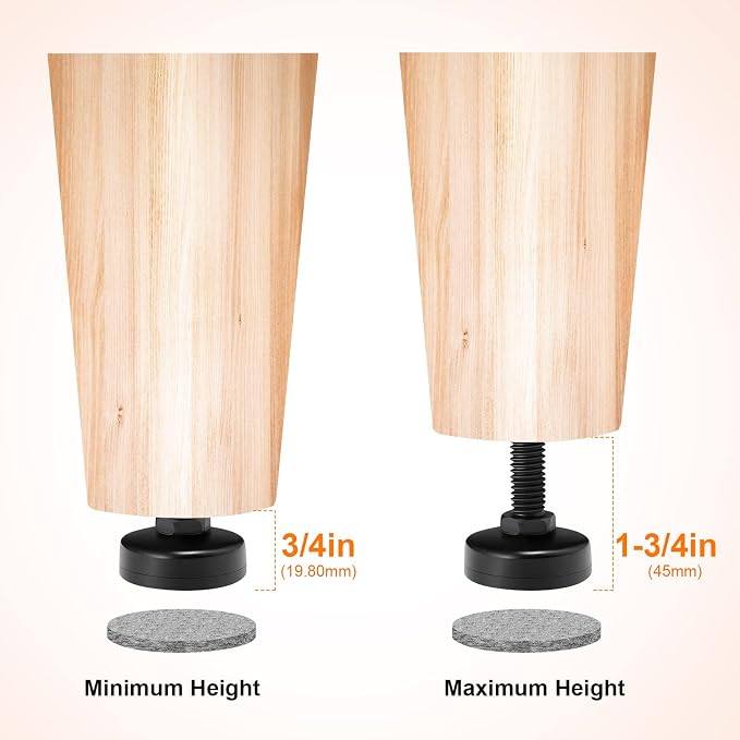NANMOTUE Leveling Feet Adjustable Furniture Feet, 3/8'' UNC Thread Furniture - Image 4