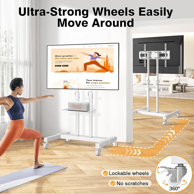 Mobile TV Stand Rolling TV Cart Floor Stand - Image 5
