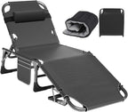 ABORON Heavy Duty Tanning Chair, 5-Gear Outdoor Folding Chaise Lounge Chair by ABORON