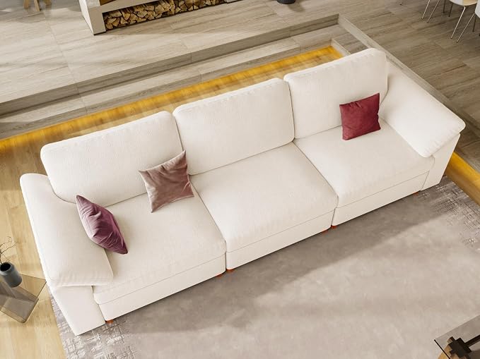EASE MOOSE Modern 3 Seat Sectional Modular Sofa, FSC Certified Chenille Comfty - Image 4