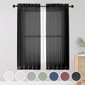 Black Sheer Curtains, Sheer Curtains 63 inch Length 2 Panels Set, Rod Pocket by OWENIE