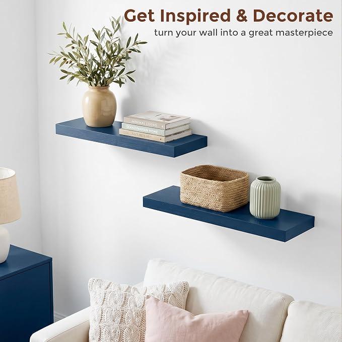 fuqing 20 Inch Floating Shelves | 6.7 Inch Deep Dark Blue Floating Shelves - Image 6