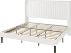 Allewie King Size Velvet Bed Frame/Vertical Channel Tufted Wingback - Image 9