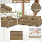 Comfy Chenille Sofa Set with Well-Filled Pillows, Modern 3 Seater and Loveseat - Image 3